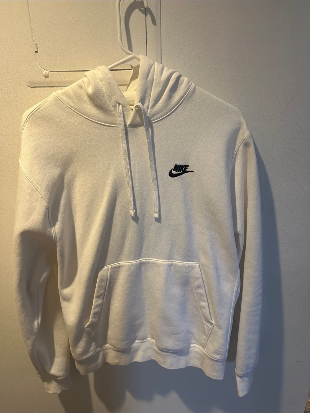 Nike White Hoodie with Black Swoosh Logo